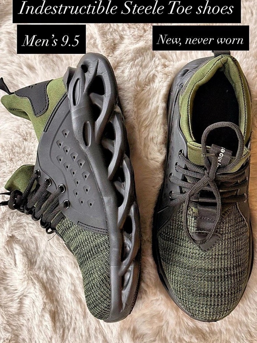 Indestructible Shoes Xciter Green Men's Green & Black Steele Toe Shoes 9.5